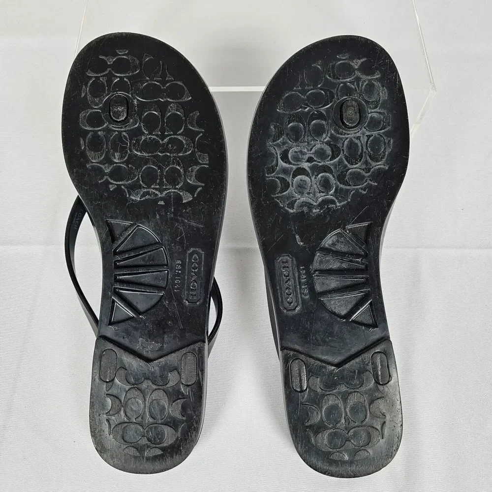 Coach Lyra Women's 7B Black Jelly Embellished Signature Logo Flip Flops Sandals - Picture 6 of 10
